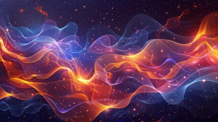 Abstract fiery and icy waves in space.