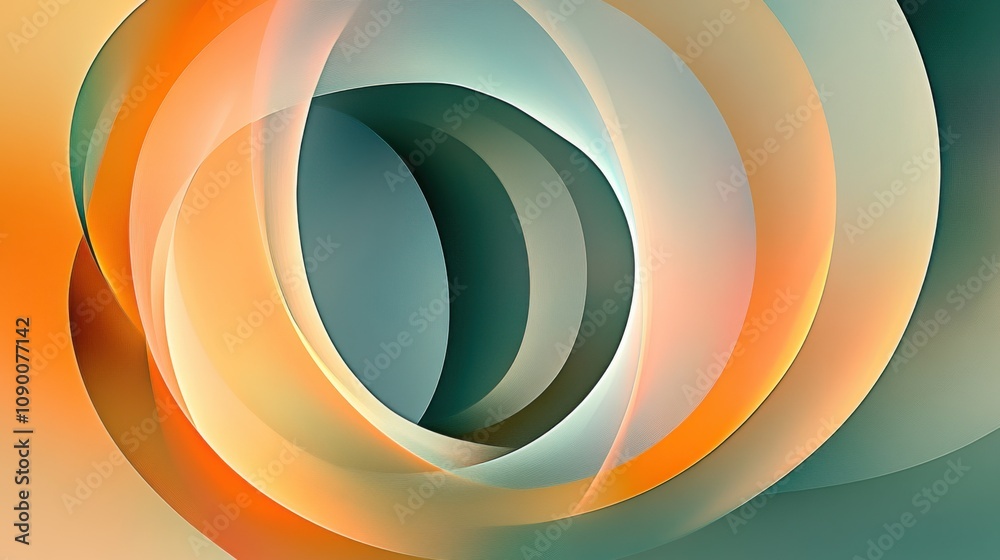 Aufkleber A conceptual visualization of a gradient of overlapping, colorful ellipses creating a layered effect, Symbolizing the gradual blending and convergence of diverse experiences into a unified whole