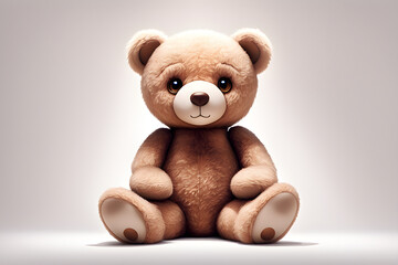 A simple and cute teddy bear on a white background	
