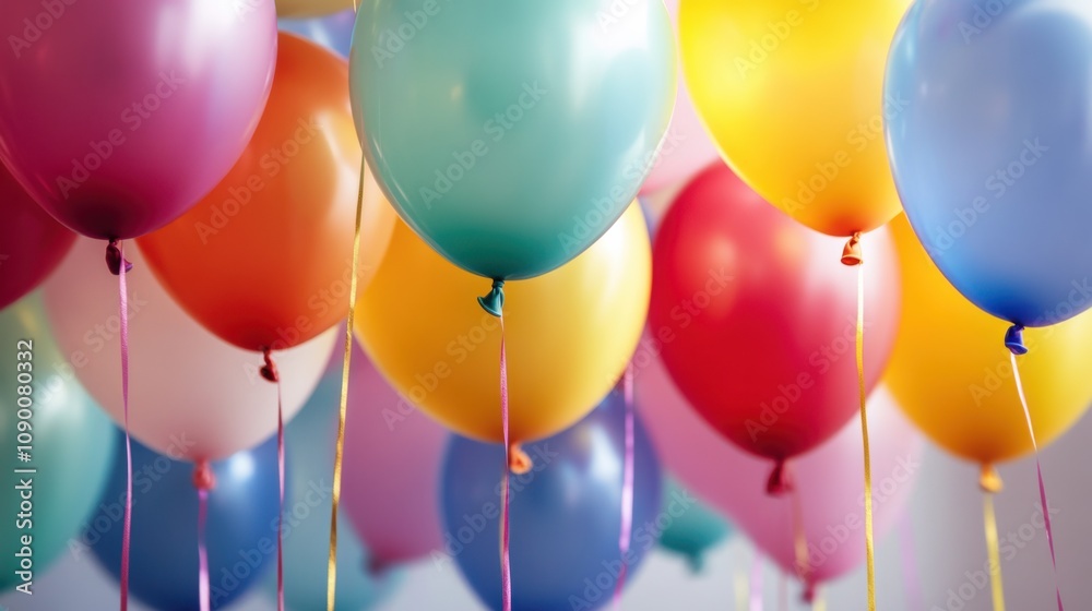 Poster a diverse array of colorful balloons tied together, symbolizing the celebration and inclusivity foun