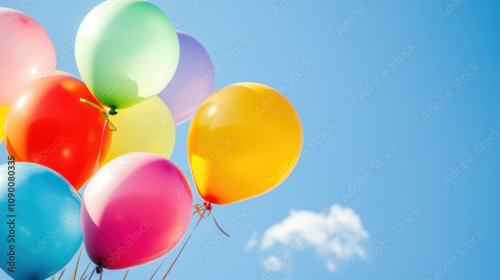 Poster a diverse array of colorful balloons tied together, symbolizing the celebration and inclusivity foun