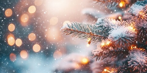 Fototapeta premium Beautiful festive decorations on the Christmas tree. Close-up. Beautiful Christmas background