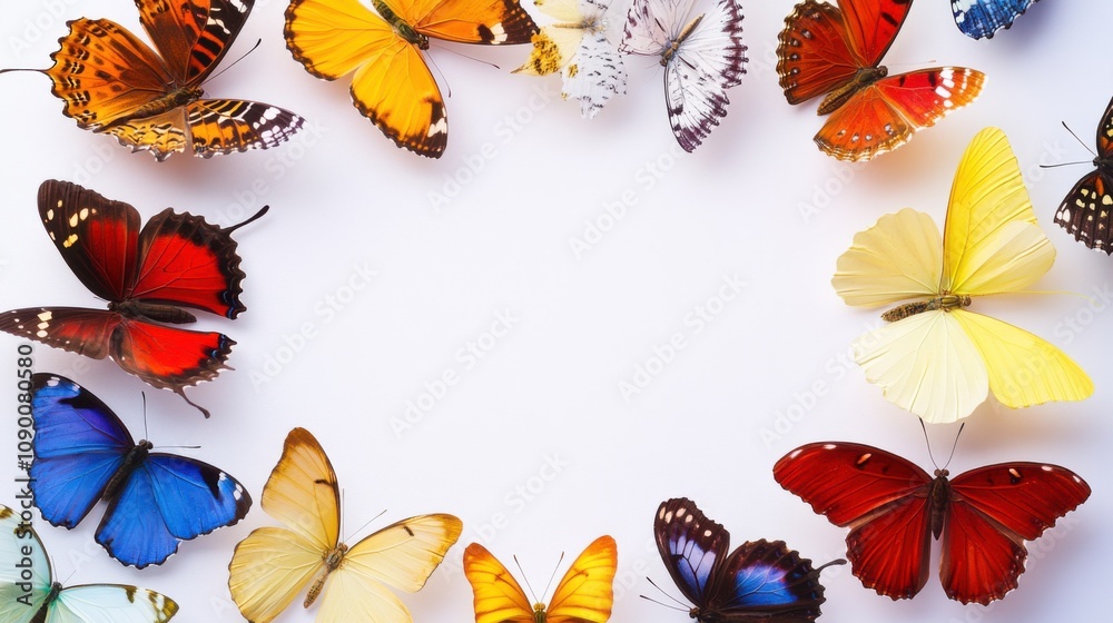 Aufkleber a diverse array of colorful butterflies forming a circle, symbolizing the transformation and beauty 