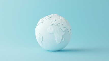 Fototapeta premium Global white earth model minimalist studio 3d render soft colors contemporary design conceptual art for eco-awareness