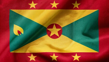 グレナダの国旗(waving national flag of Grenada.)