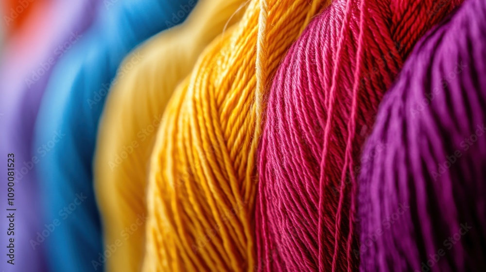 Poster A diverse array of colorful threads weaving into a single fabric, Illustrating the strength and beauty of a diverse community, minimalist composition