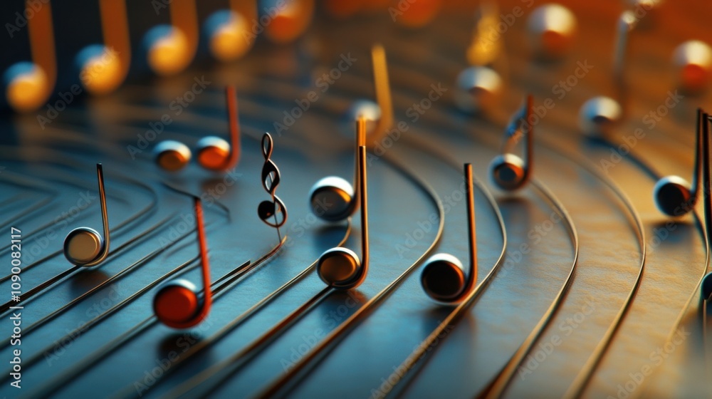 Aufkleber a diverse array of musical notes forming a symphony on a staff, representing the harmonious and incl