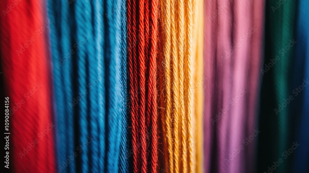 Poster A diverse set of colorful threads weaving into a single tapestry, Representing the strength and unity found in diverse contributions, minimalist composition