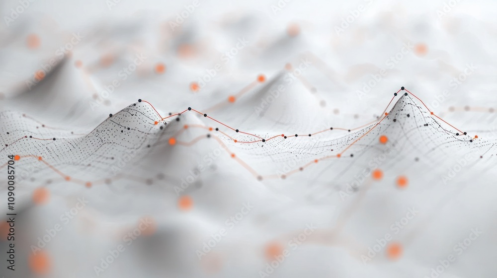 Aufkleber Abstract representation of data with peaks and lines, illustrating patterns in a 3D space.
