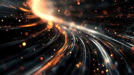 Obraz premium Abstract swirling light trails with bokeh effect.