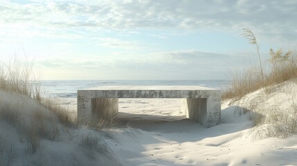 Obraz premium Concrete Bench on Beach.