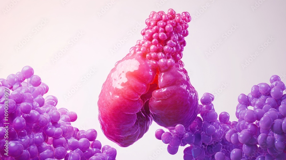 Aufkleber a stylized representation of lungs surrounded by colorful molecular structures.