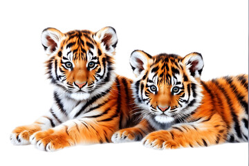 Fototapeta premium A simple and cute tiger doll icon with a white background
