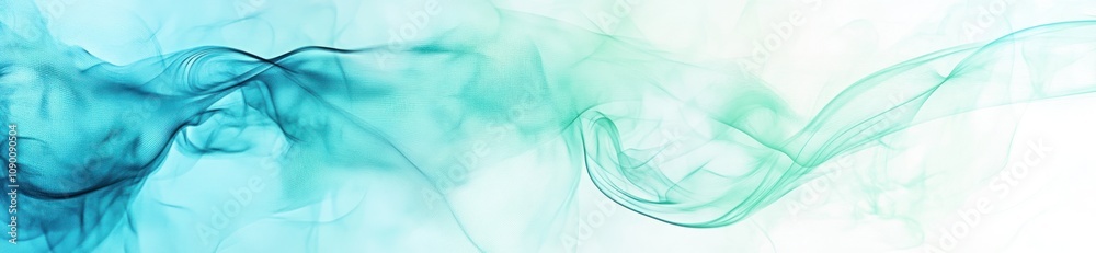 Poster Abstract blue and green smoke waves create a calming visual effect.