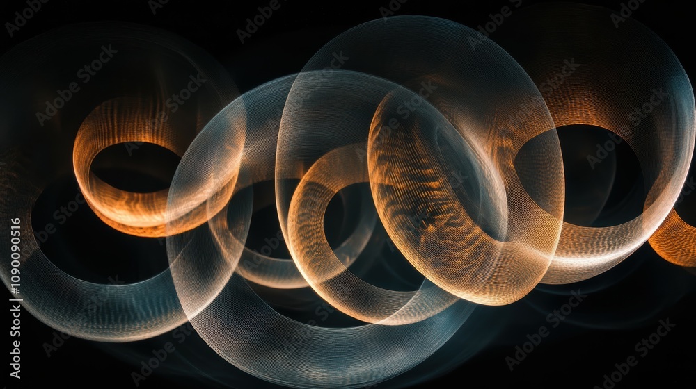 Poster abstract light trails and circular patterns creating a mesmerizing illumination against a dark backg