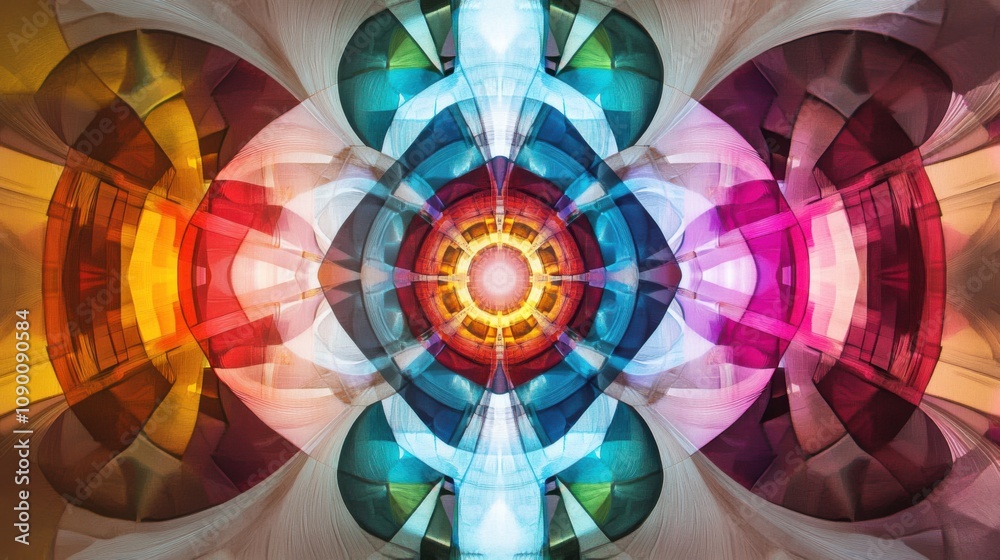 Poster A kaleidoscope view of diverse patterns and colors, Representing the beauty and complexity of diverse identities, minimalist composition