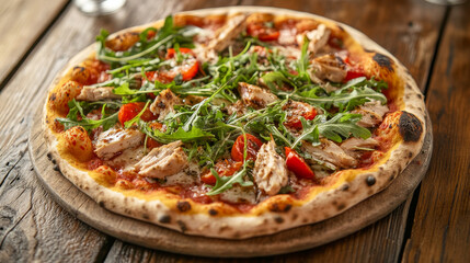 Pizza Pollo Et Piccante: Rustic Italian Pizza with Chicken and Rocket