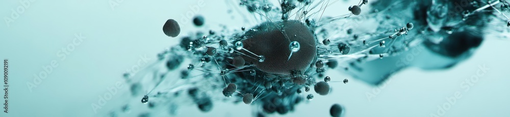 Poster Abstract representation of molecular structures in a fluid medium.