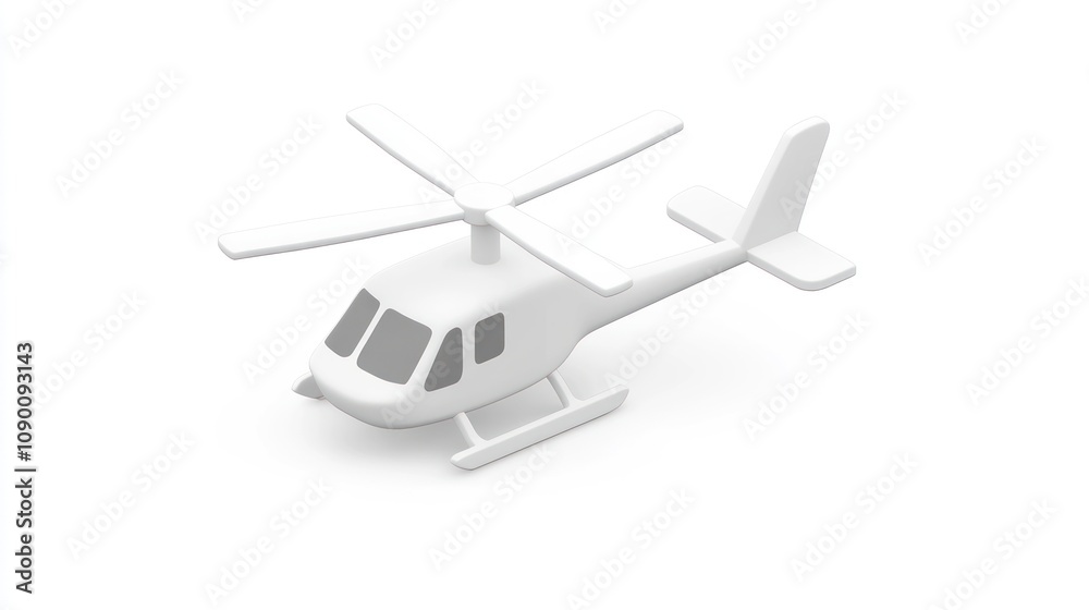 Aufkleber a simple white helicopter model, showcasing its design and structure.