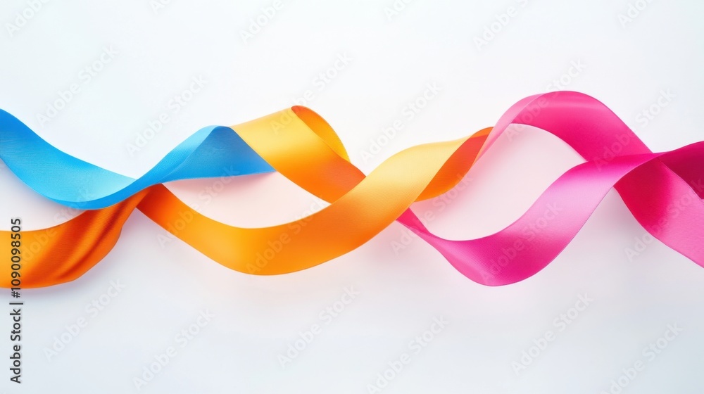 Poster a pair of intertwined colorful ribbons, representing the intertwining of diverse lives and experienc