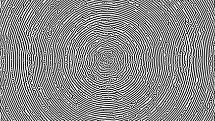 Colorful abstract reaction diffusion pattern with organic structure. Monochrome turing pattern with concentric circular waves effect. Hypnotic and intricate curvy doodle labyrinth. Vector background