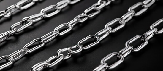 Fototapeta premium Steel Chains on Dark Background: A Study in Metal Textures and Patterns