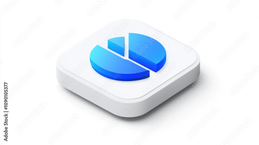Aufkleber a blue pie chart icon on a white background, representing data analysis or statistics.