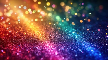 Obraz premium Sparkling Glitter Dust Dancing in a Beam of Colorful Light, Creating a Dazzling and Enchanting Background of Shimmering Particles