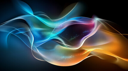 Fototapeta premium Abstract Flow: An ethereal and captivating abstract artwork, featuring vibrant, flowing lines of color that dance and swirl in a mesmerizing display of light and energy.