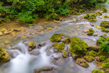 River in Xiaoqikong Scenic Area stretches seven kilometers in Guizhou, China