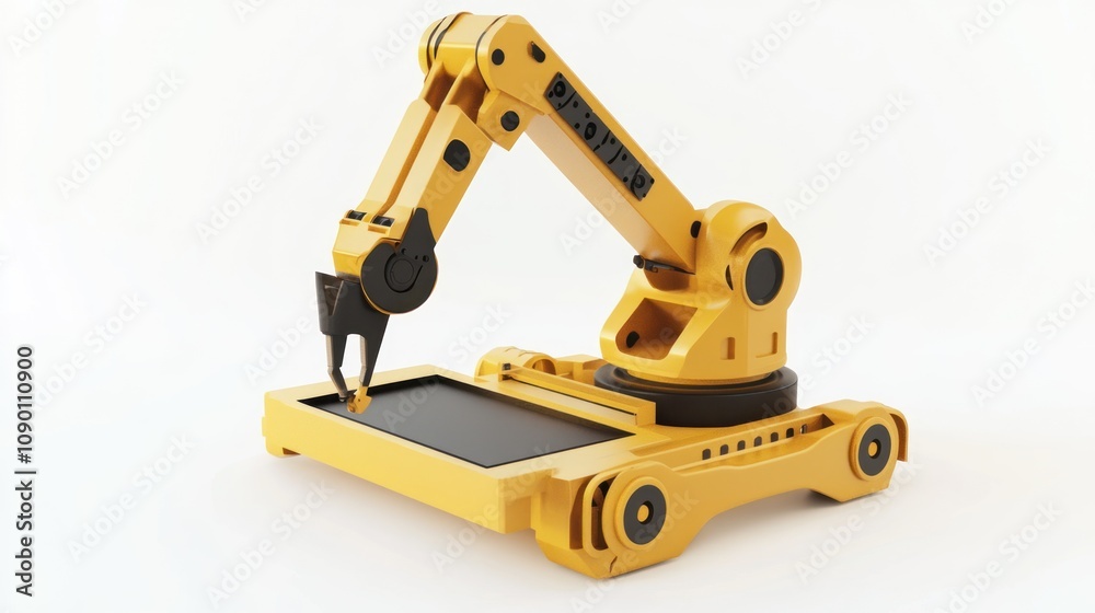 Leinwandbilder a yellow robotic arm designed for precise tasks on a flat surface.