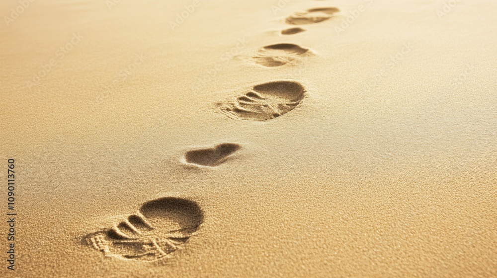 Poster a set of diverse footprints on a sandy beach, symbolizing the different journeys and paths taken tow