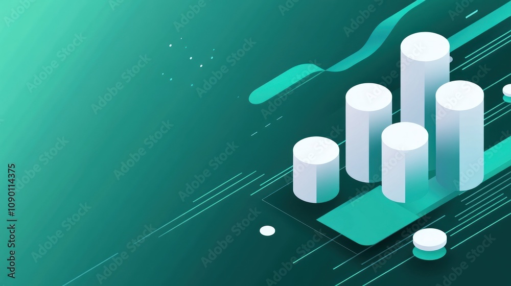 Poster Abstract graphic showing bar charts and data visualization elements in a modern design.