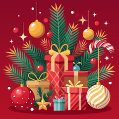 christmas background with gift boxes