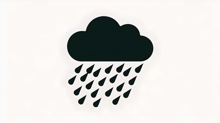 Black cloud with rain isolated on white background.