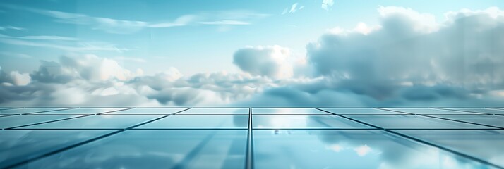 Fototapeta premium A subtle grid pattern of light blue squares on the background, with clouds in shades of white and gray blending together