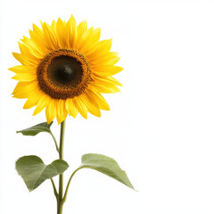 Obraz premium Bright and vibrant sunflower with large yellow petals and dark center, showcasing its natural beauty against clean white background