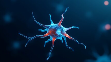 Microscopic Neural Cell, Neuron, Axon, Dendrites, Synapse, Biology