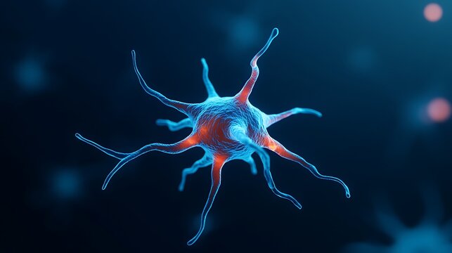 Microscopic Neural Cell, Neuron, Axon, Dendrites, Synapse, Biology