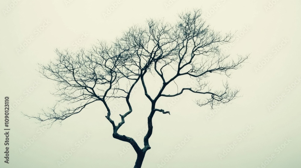 Poster a single tree with branches reaching out to touch the branches of other trees, representing the inte