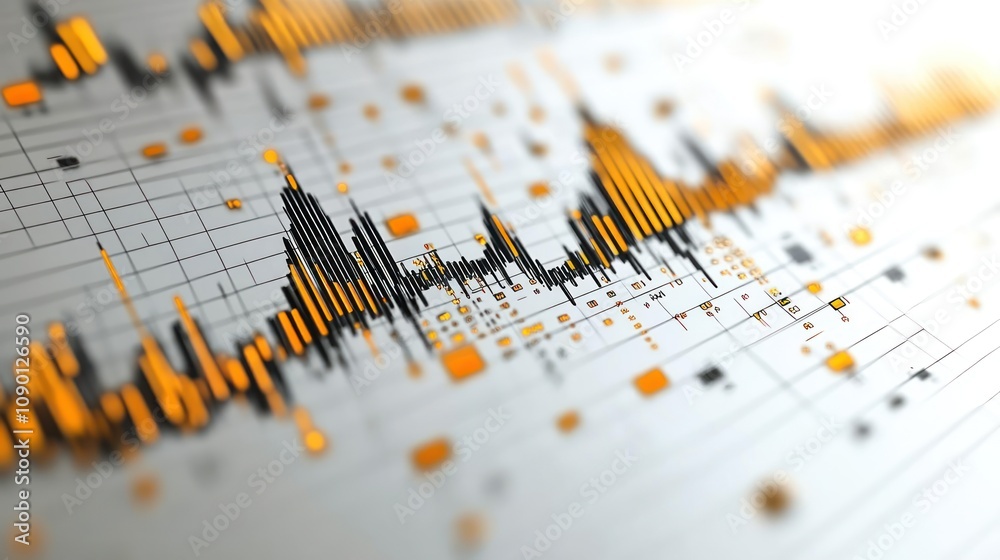 Poster Abstract representation of sound waves and audio signals in vibrant colors.