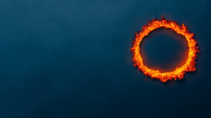Fiery Circle: A mesmerizing ring of fire burns brightly against a deep blue sky, creating a captivating and abstract visual.  