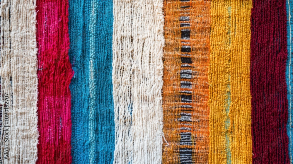 Poster a tapestry woven with threads of different colors and textures, representing the interconnectedness 