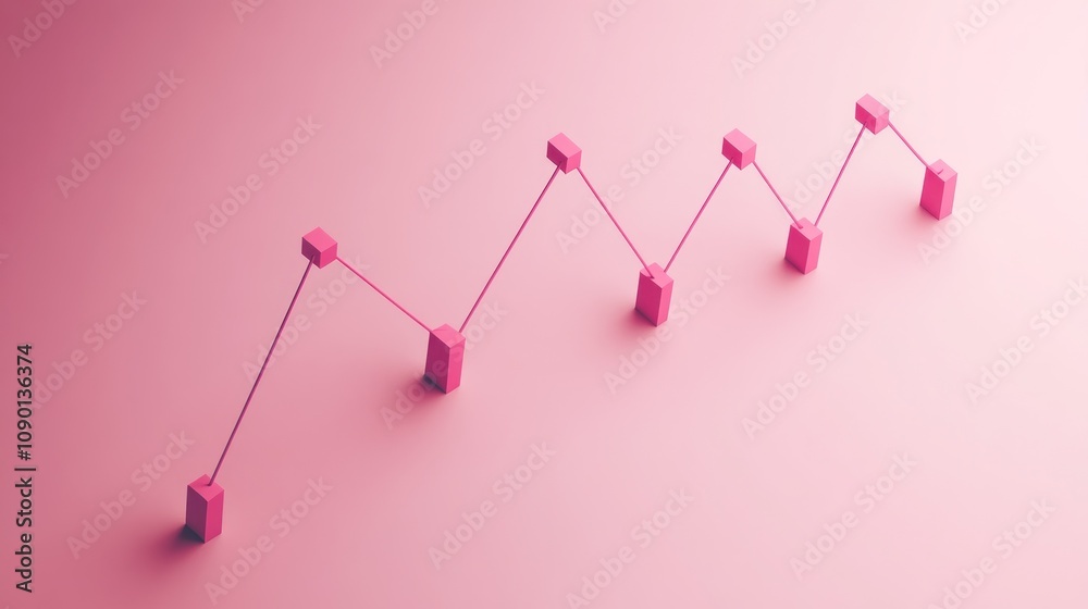 Poster A 3D graph with pink blocks and lines, representing data trends or performance metrics.