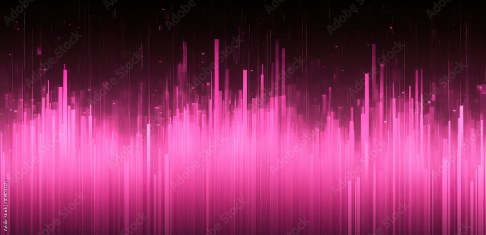 Poster abstract visual representation of sound waves in vibrant pink hues.