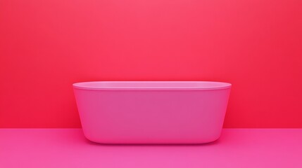 Pink Bathtub Minimalism: A  pink bathtub against a vibrant pink background evokes a sense of tranquility and modern design. Minimalist and clean.