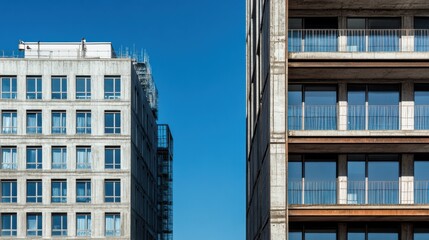 Obraz premium Aging infrastructure amidst modernity, Highlighting the contrast between old and new urban structures, photography style