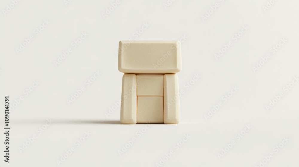 Aufkleber a minimalist beige figurine with a block-like shape, standing upright on a plain background.