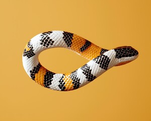 Colorful snake on a bright yellow background