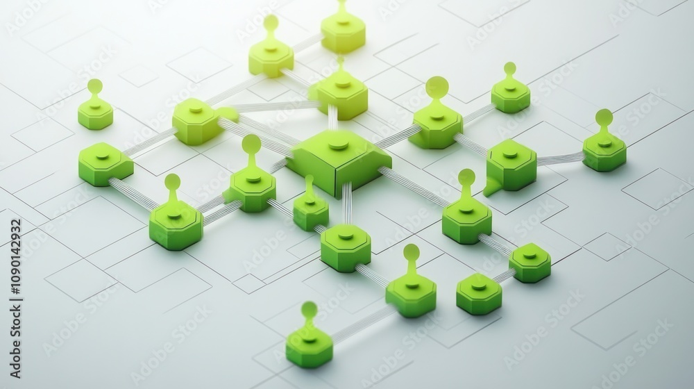 Fototapete A network of interconnected nodes symbolizing data flow and connectivity.